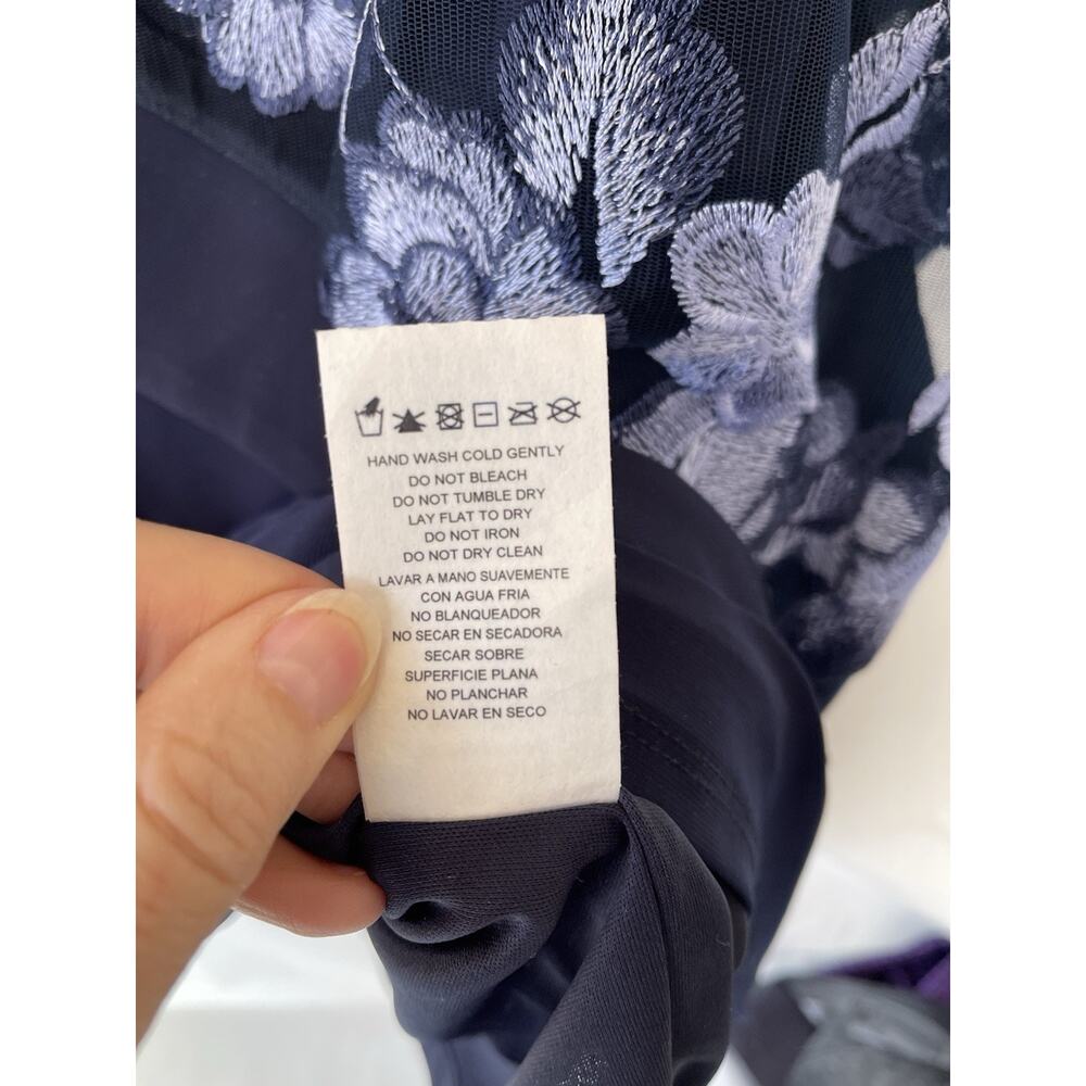 R & M Richards Plus Embroidered Cape Dress Size 20 Blue USA Made Floral NWT - Picture 9 of 12